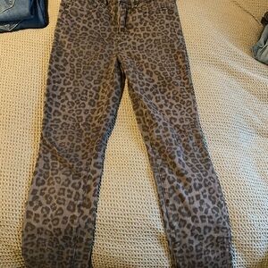 Good American Brown Leopard Print Straight Leg Jeans